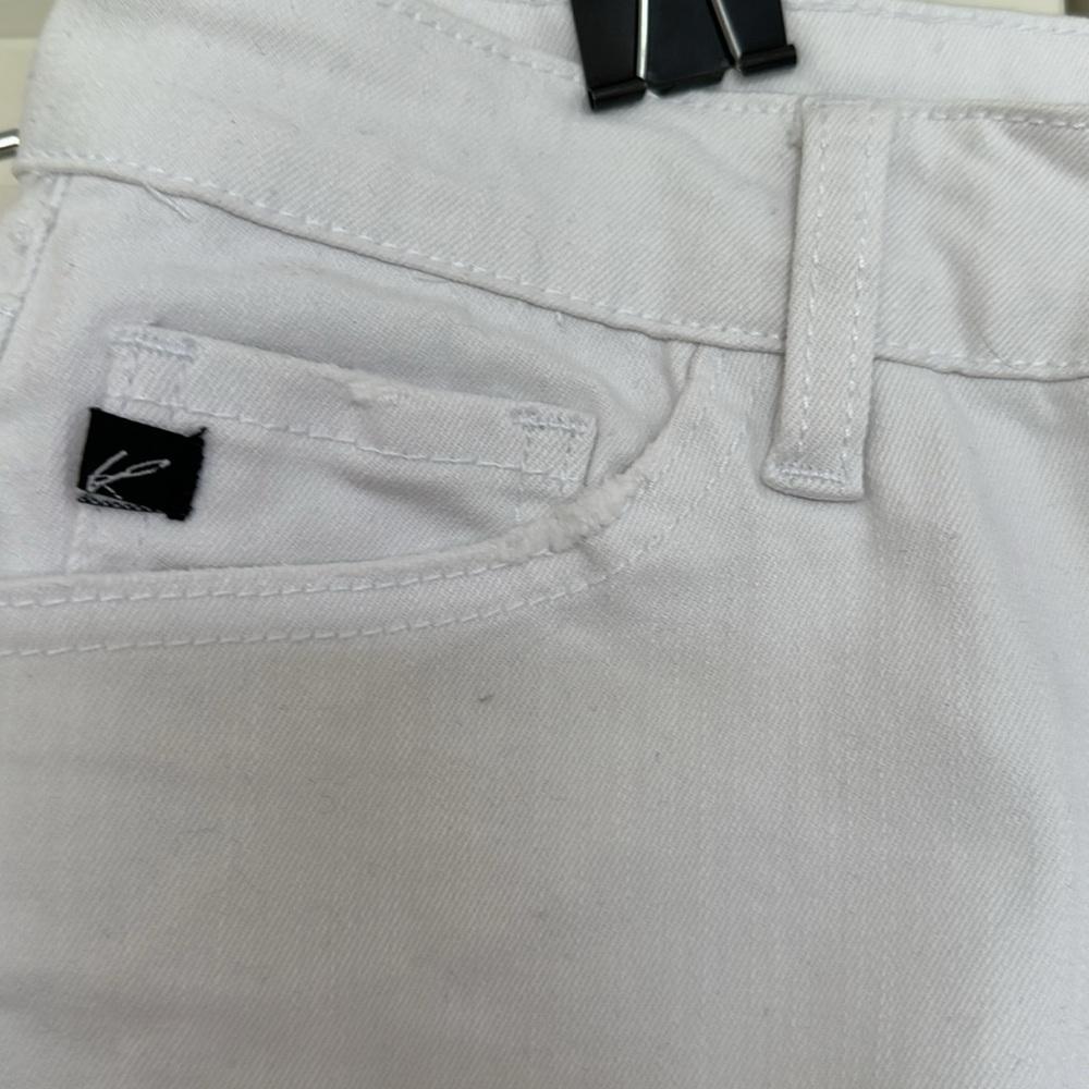 KANCAN white shorts modesty distressed sewn cuff mid rise Zip front NWT - Picture 2 of 9